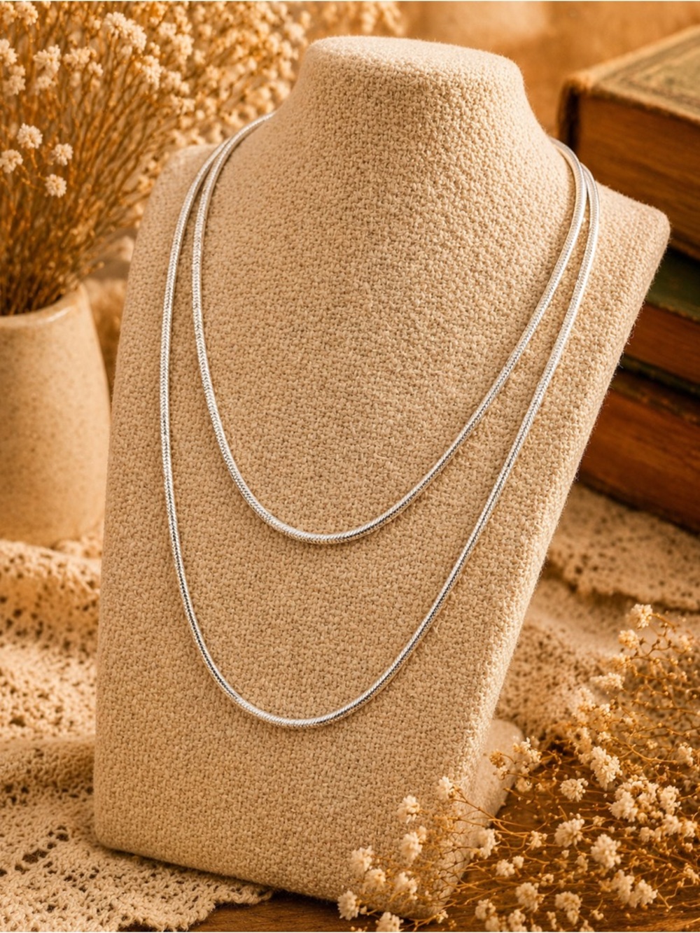 Elegant Silver Layered Snake Chain Necklace - Women Jewelry